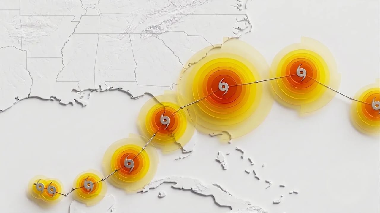 WeatherNext cyclone forecast visualization from Google DeepMind